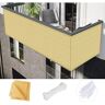 NINGBAI Balkonscherm 80 x 600 cm Balkon Privacy Screen Balkon Scherm Balkon Privacy met oogjes kabelbinders en koord voor Tuin, Terras, Outdoor, Balkonomranding, Creme Kleur