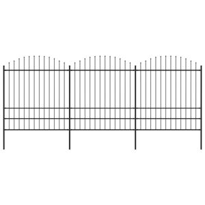 vidaXL Hagegjerde med spydtopp stål (1,75-2)x5,1 m svart