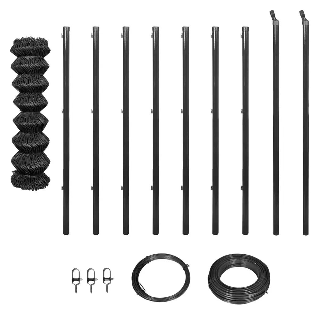 vidaXL Nettinggjerde med stolper og jernvare 0,8x15 m grå
