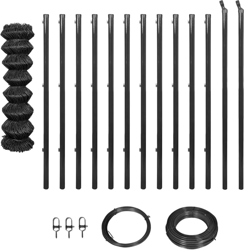 vidaXL Nettinggjerde med stolper og jernvare 0,8x25 m grå