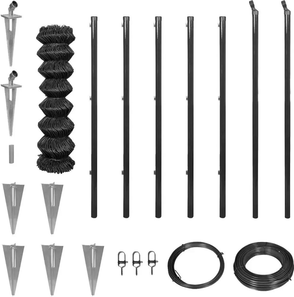vidaXL Nettinggjerde med stolpespyd 1,25x15 m grå