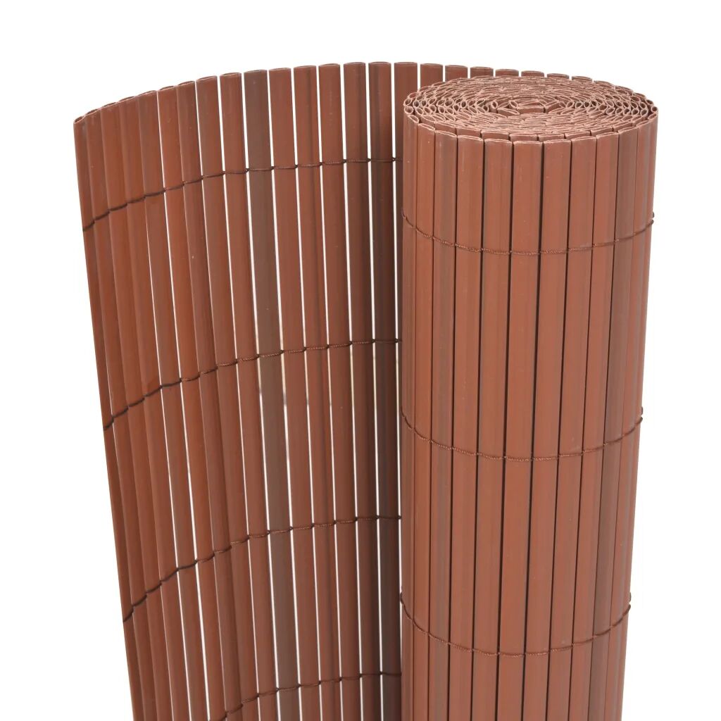 vidaXL Dobbelsidet hagegjerde PVC 90x300 cm brun