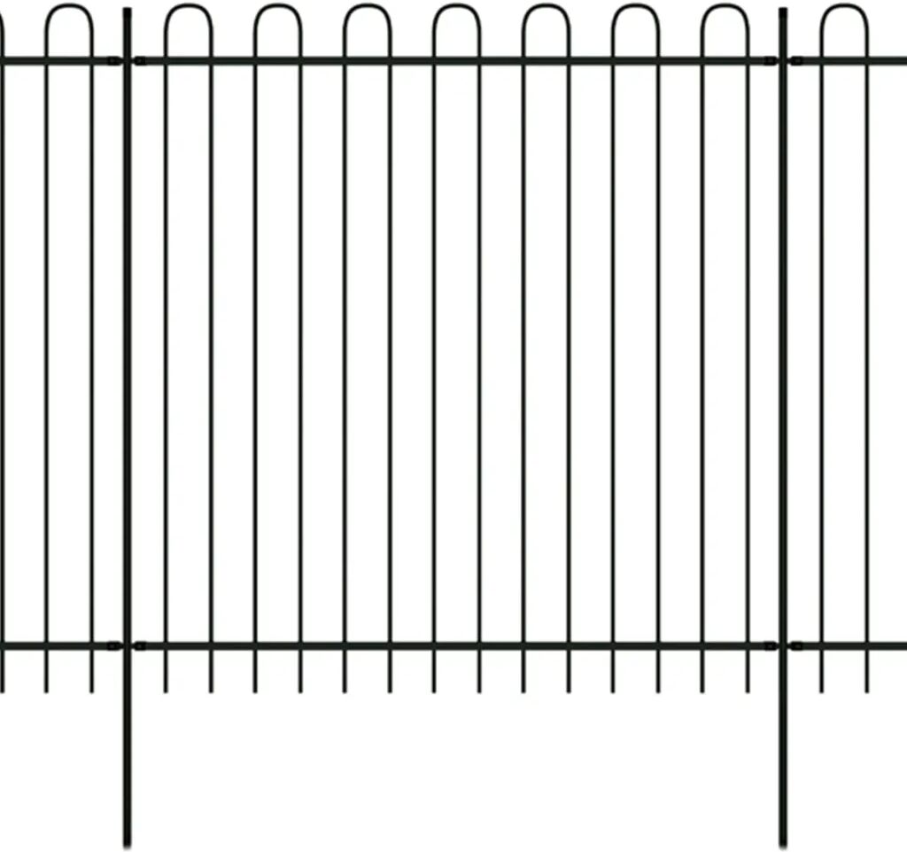 vidaXL Sikkerhets palisadegjerde med buet topp stål 600x200 cm svart