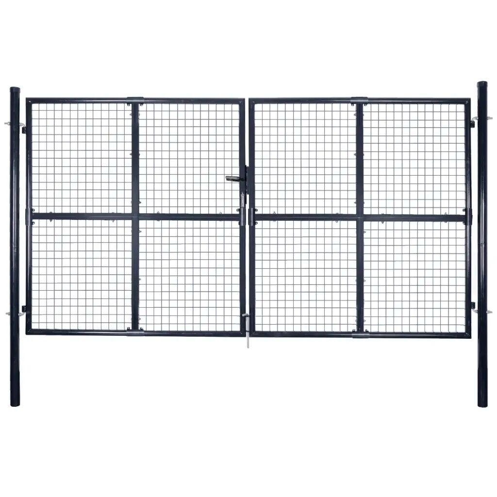 vidaXL Hageport netting galvanisert stål 289x150 cm grå