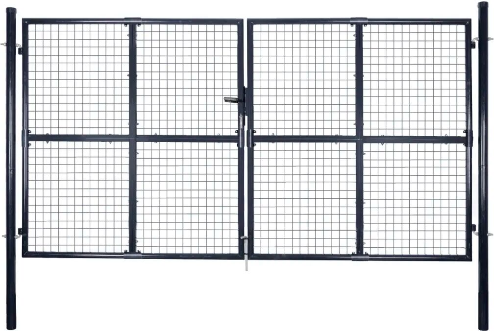 vidaXL Hageport netting galvanisert stål 289x175 cm grå