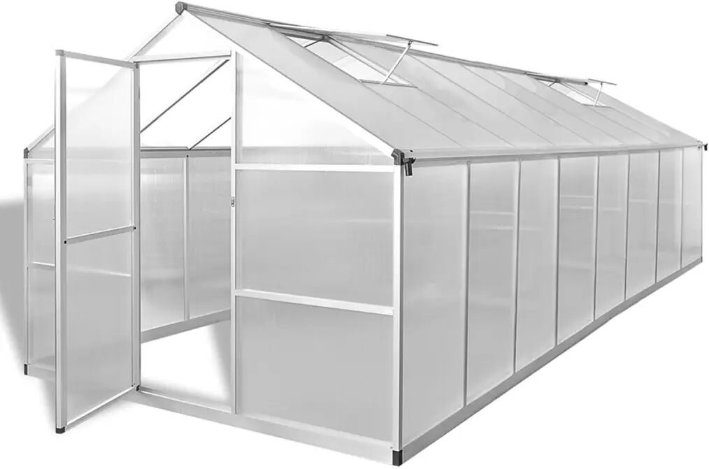 vidaXL Drivhus aluminium 481x250x195 cm 23,44 m³