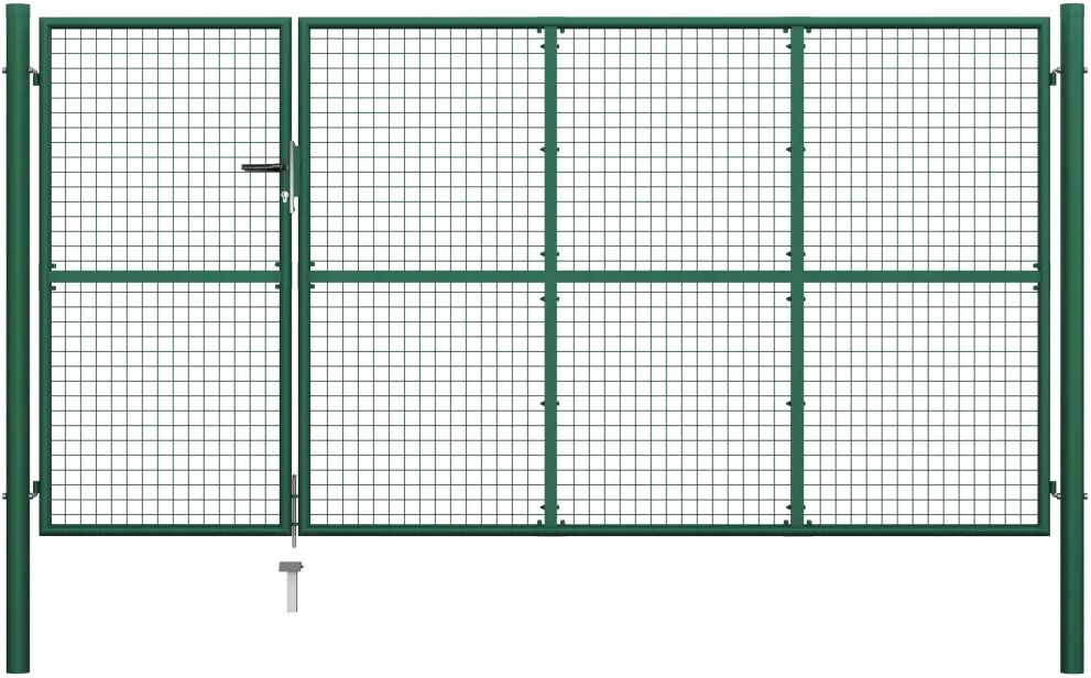 vidaXL Hageport stål 350x150 cm grønn