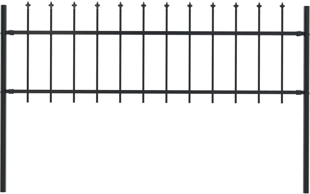 vidaXL Hagegjerde med spydtopp stål 1,7x0,6 m svart