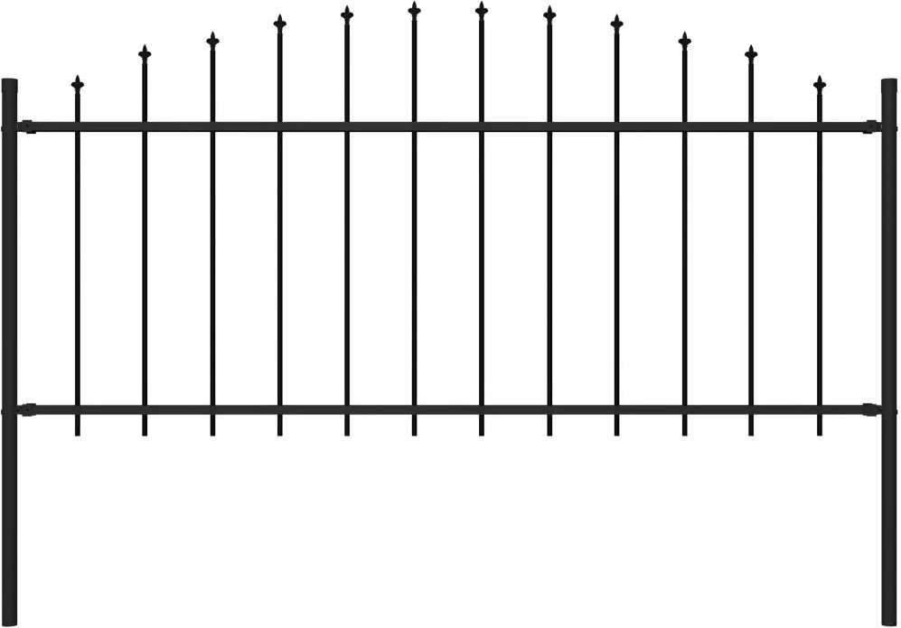 vidaXL Hagegjerde med spydtopp stål (0,5-0,75)x1,7 m svart