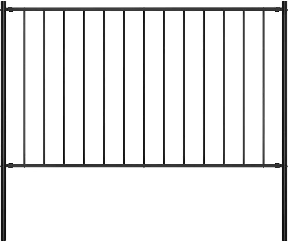 vidaXL Gjerdepanel med stolper pulverlakkert stål 1,7x1,25 m svart