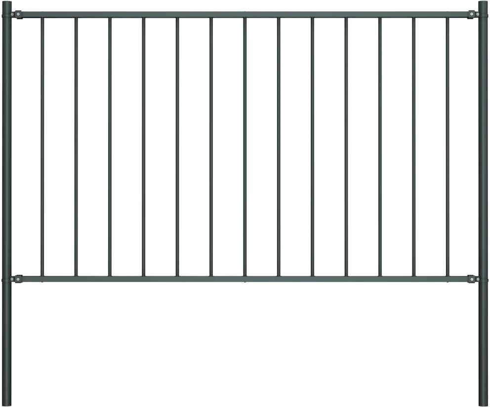 vidaXL Gjerdepanel med stolper pulverlakkert stål 1,7x0,75 m antrasitt