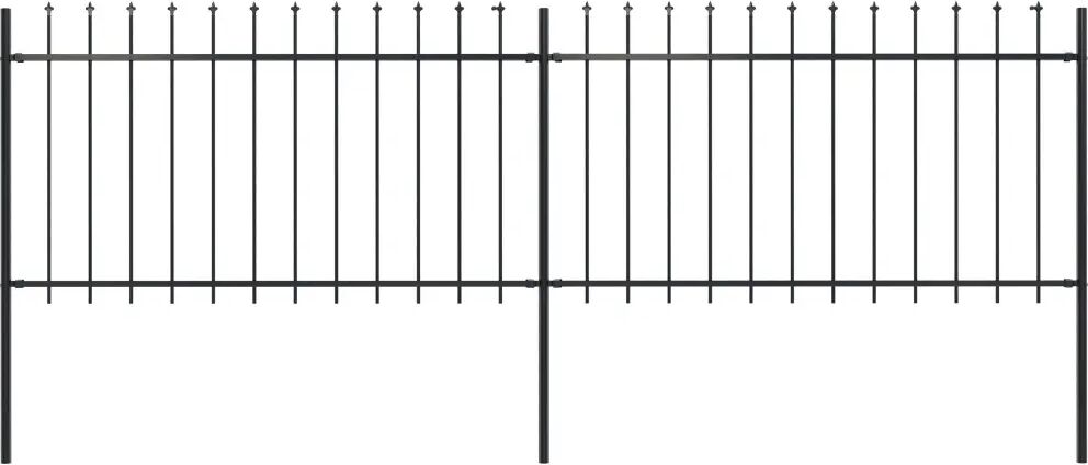 vidaXL Hagegjerde med spydtopp stål 3,4x1 m svart