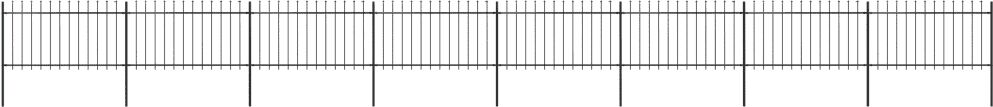vidaXL Hagegjerde med spydtopp stål 13,6x1 m svart