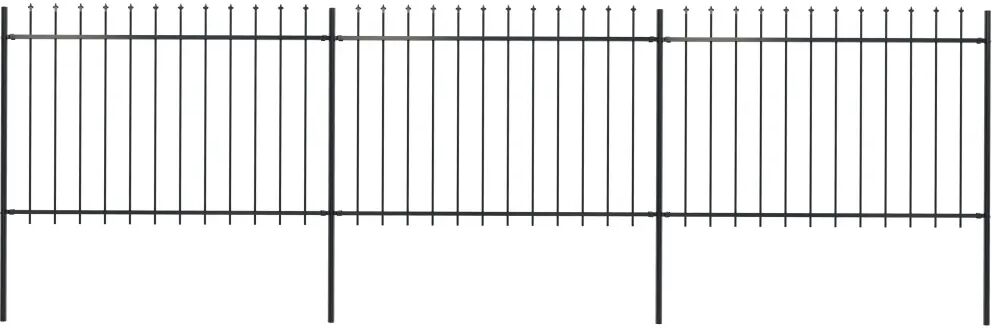 vidaXL Hagegjerde med spydtopp stål 5,1x1,2 m svart
