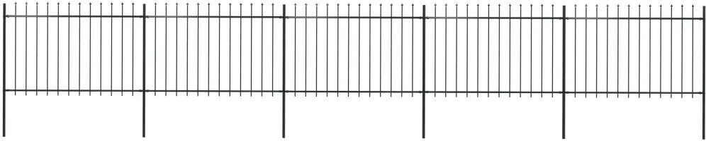 vidaXL Hagegjerde med spydtopp stål 8,5x1,2 m svart