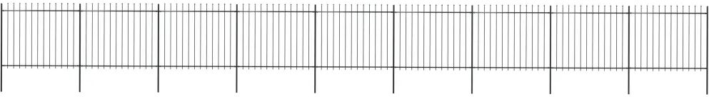 vidaXL Hagegjerde med spydtopp stål 15,3x1,5 m svart