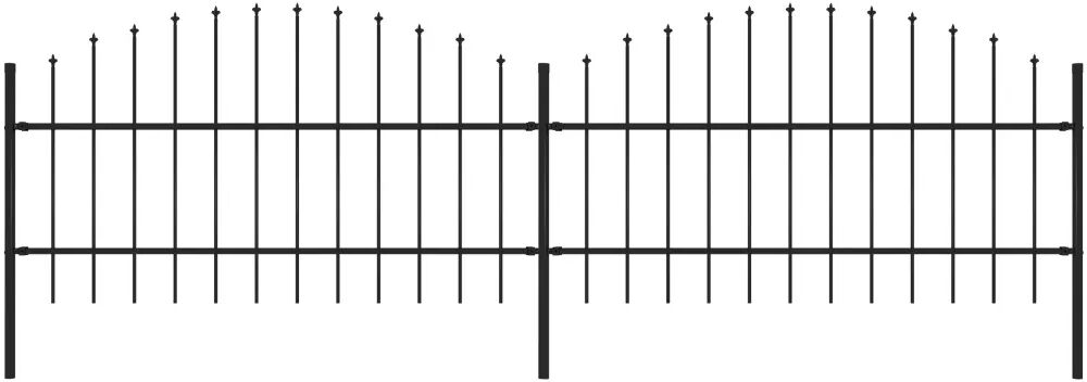 vidaXL Hagegjerde med spydtopp stål (0,75-1)x3,4 m svart