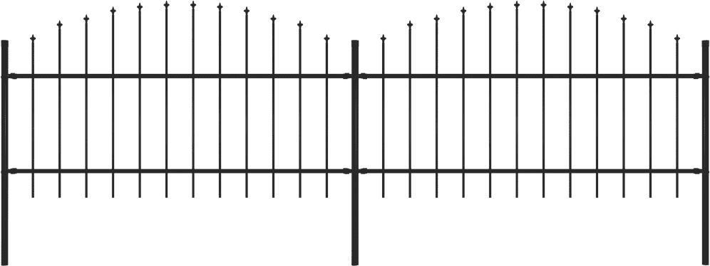 vidaXL Hagegjerde med spydtopp stål (1-1,25)x3,4 m svart