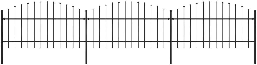 vidaXL Hagegjerde med spydtopp stål (1-1,25)x5,1 m svart