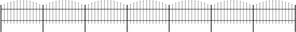 vidaXL Hagegjerde med spydtopp stål (1-1,25)x11,9 m svart