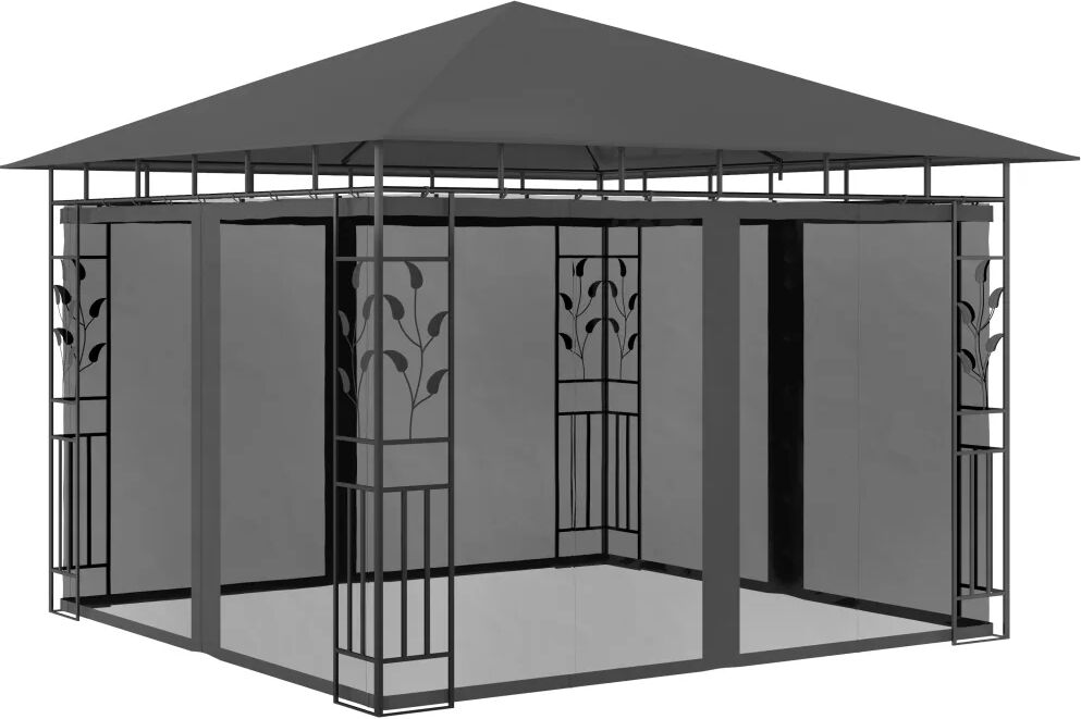 vidaXL Paviljong med myggnett 3x3x2,73 m antrasitt 180 g/m²