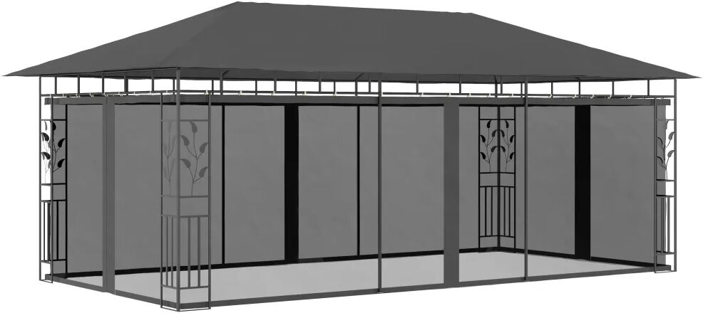 vidaXL Paviljong med myggnett 6x3x2,73 m antrasitt