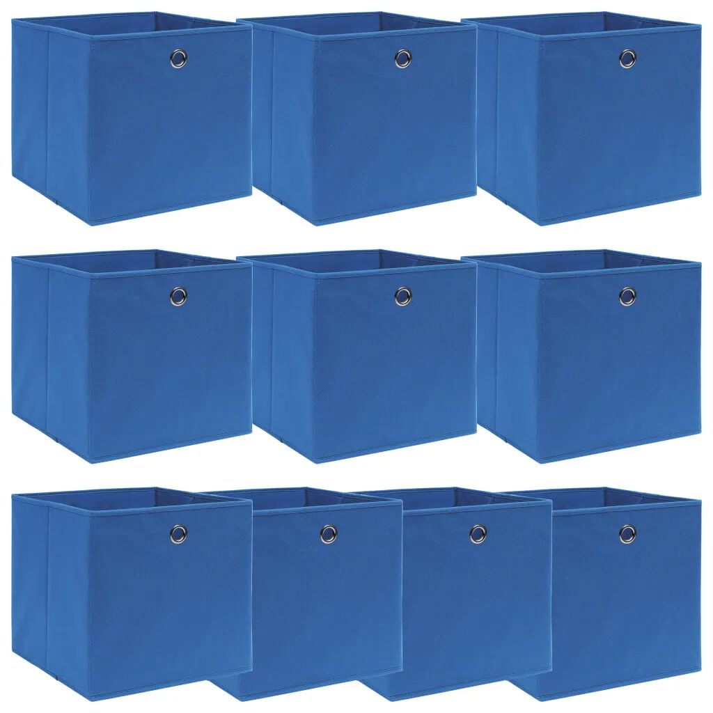 vidaXL Oppbevaringsbokser 10 stk blå 32x32x32 cm stoff