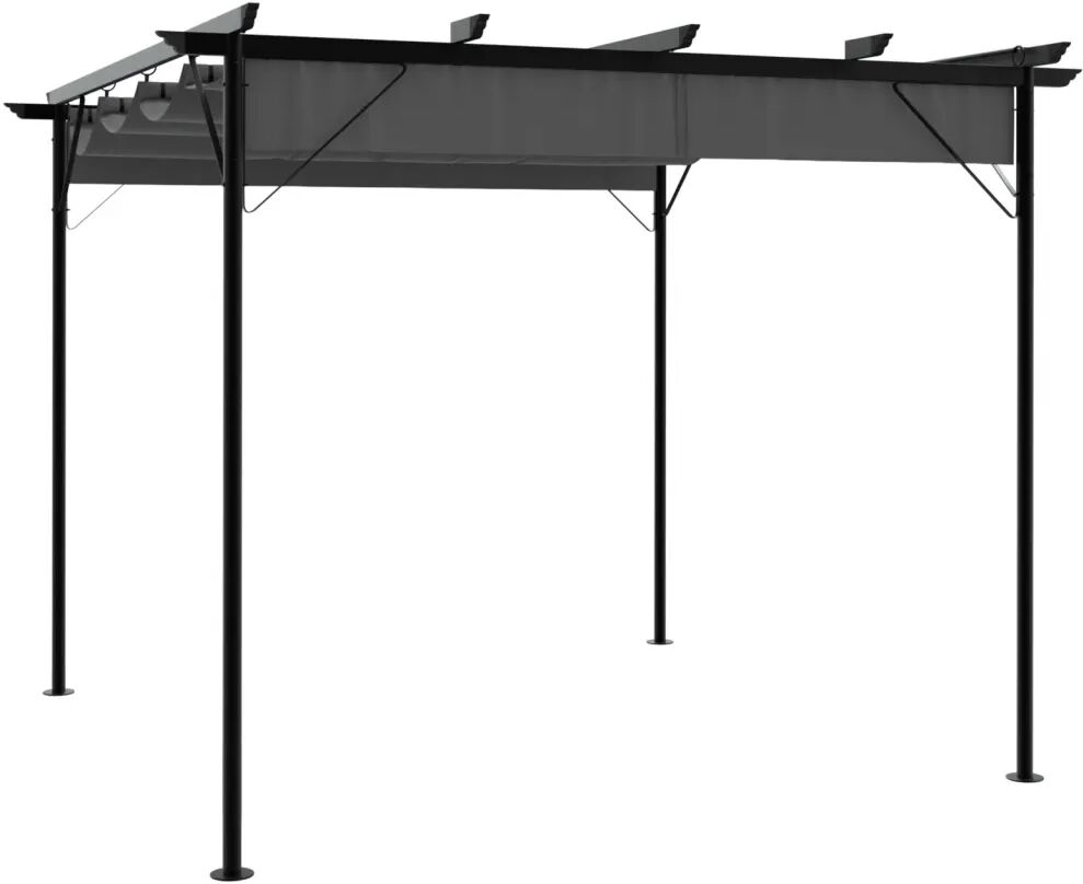 vidaXL Pergola med uttrekkbart tak antrasitt 3x3 m stål 180 g/m²