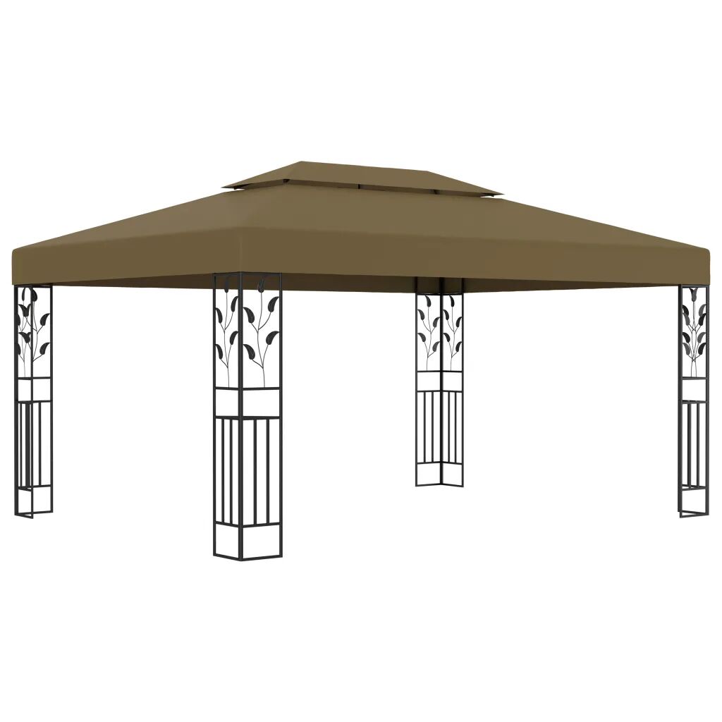 vidaXL Paviljong med dobbelt tak 3x4 m gråbrun 180 g/m²