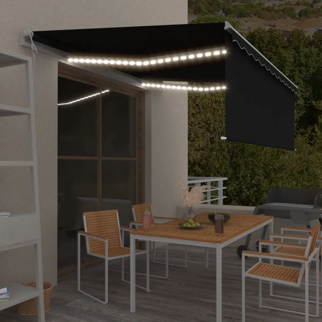 vidaXL Automatisk markise rullegardin LED vindsensor 4,5x3 m antrasitt