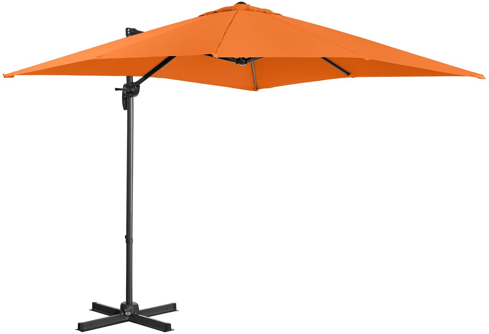 Uniprodo Parasol ogrodowy wiszący - obrotowy - 250 x 250 cm - pomarańczowy UNI_UMBRELLA_2SQ250OR