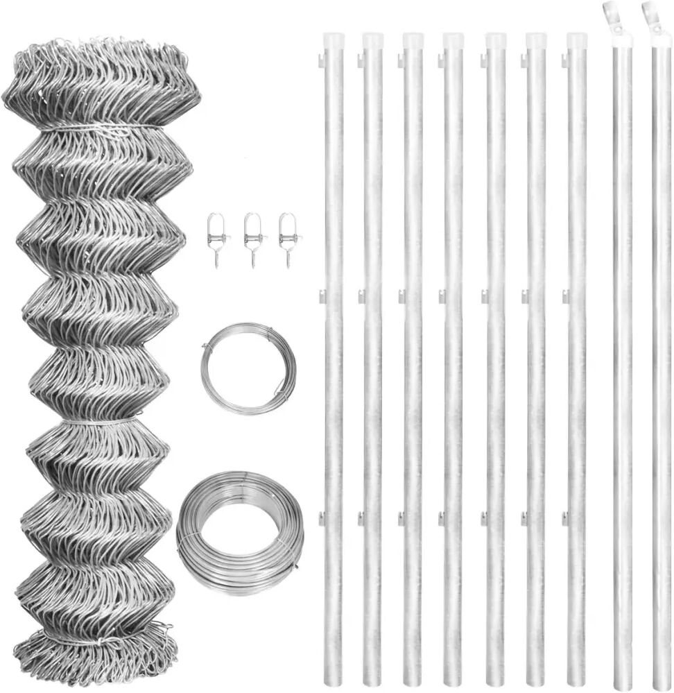 vidaXL Cerca de arame com postes 15x1,25 m aço galvanizado prateado