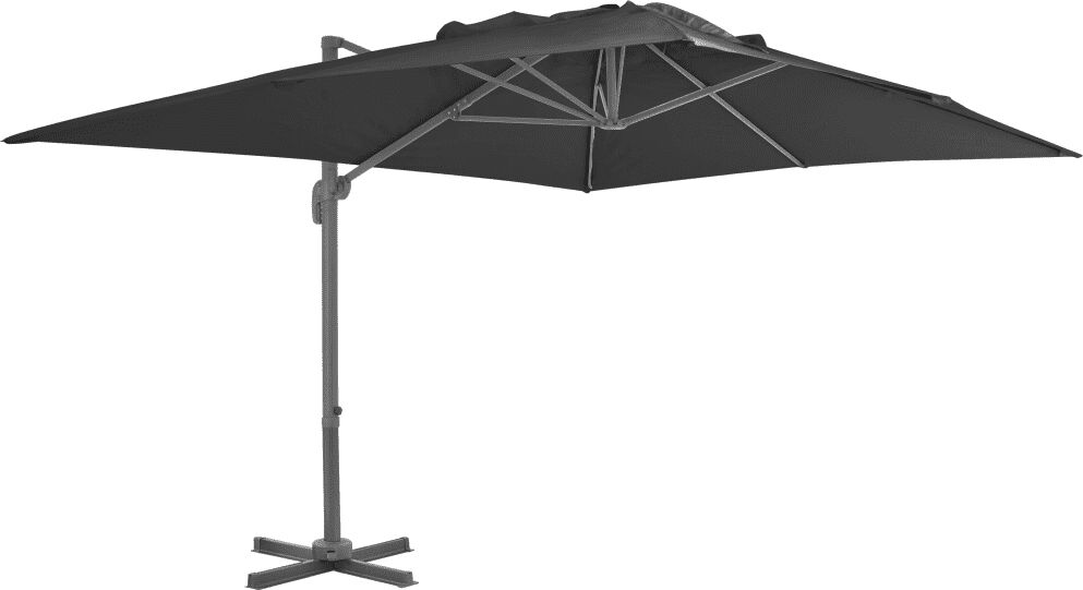 vidaXL Guarda-sol cantilever com poste alumínio 4x3 m preto