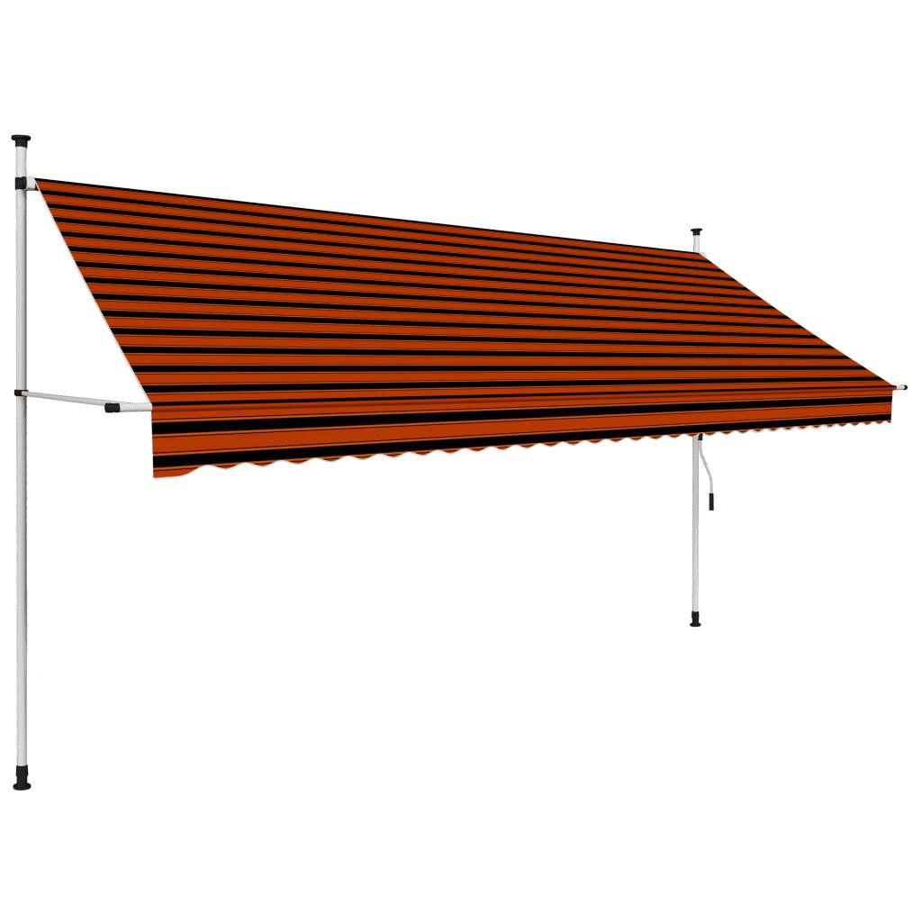 vidaXL Toldo retrátil manual 350 cm laranja e castanho