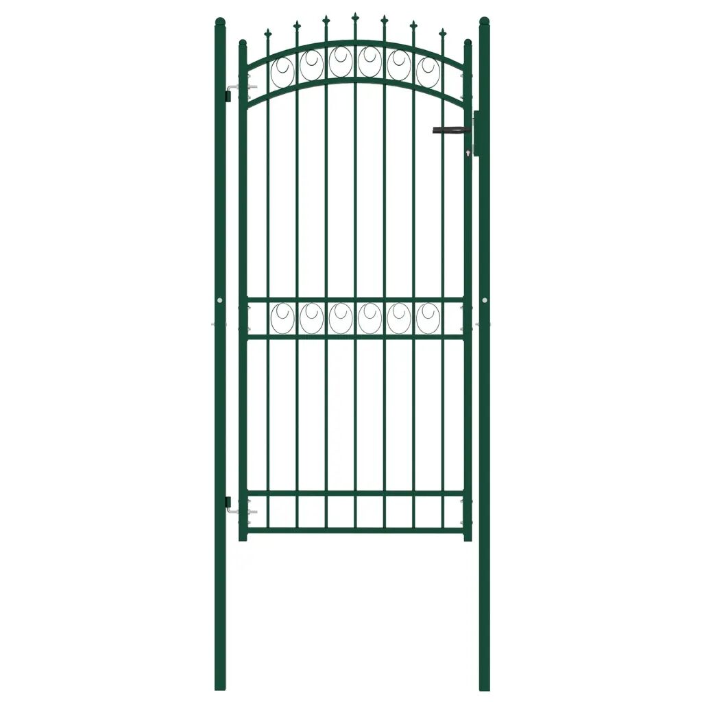 vidaXL Portão para cerca com espetos 100x200 cm aço verde