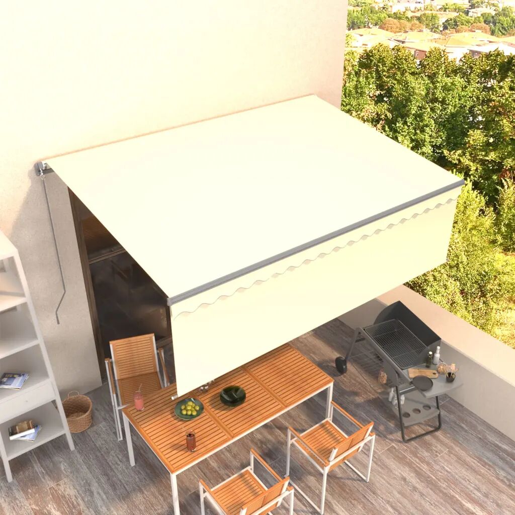 vidaXL Toldo retrátil manual com estore 4,5x3 m cor creme