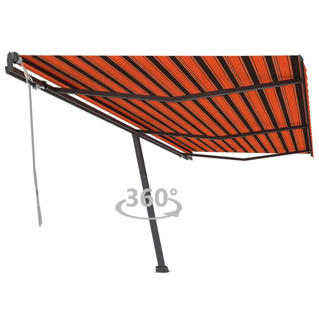 vidaXL Toldo retrátil manual independente 600x300cm laranja e castanho