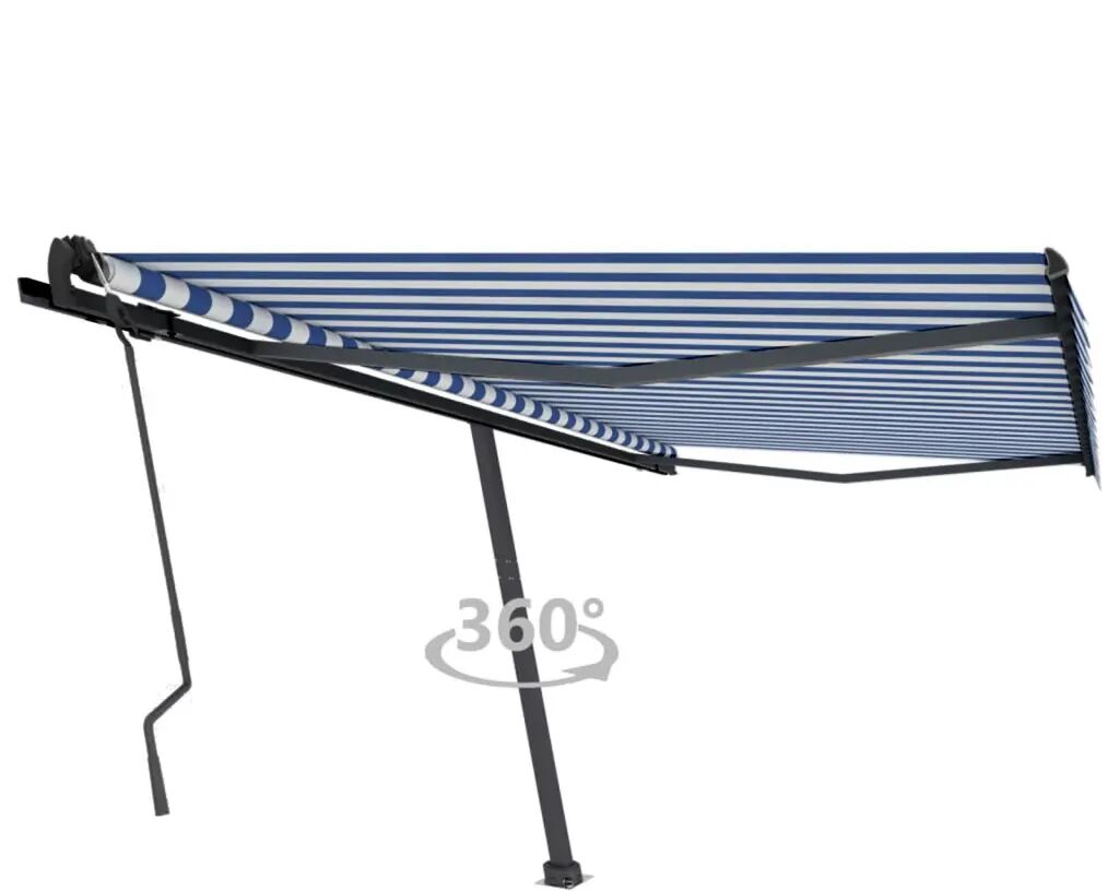 vidaXL Toldo retrátil manual independente 450x350 cm azul e branco