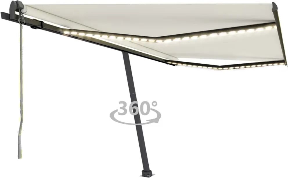 vidaXL Toldo automático com LED e sensor de vento 450x350 cm cor creme