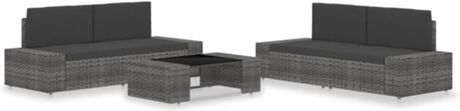 Vidaxl Conjunto de Jardim Lounge 3054599 (Cinzento - Rattan Vime - 78.5x65.5x52 cm - 5 Peças)