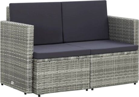 Vidaxl Sofá 45783 (118 x 65 x 74 cm - Rattan - Cinzento)