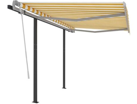 Vidaxl Toldo Retrátil Automático com Postes Amarelo (300 x 250 cm)