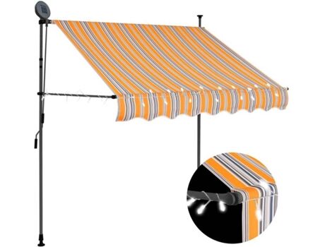 Vidaxl Toldo Retrátil Manual com Led Multicor (150 x 300 cm)