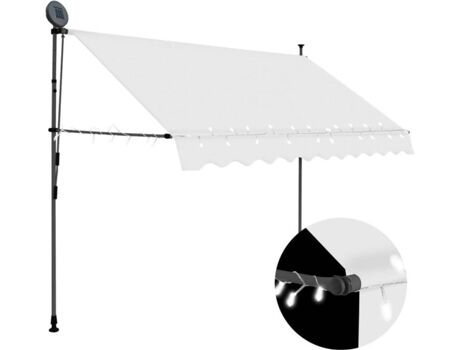 Vidaxl Toldo Retrátil Manual com Led Creme (300 x 300 cm)