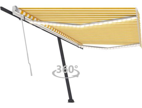 Vidaxl Toldo Retrátil Manual com Led Amarelo (500 x 300 cm)