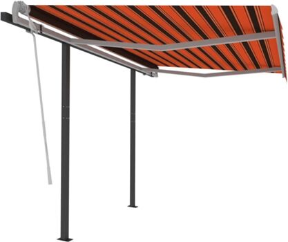 Vidaxl Toldo Retrátil Manual com Postes Laranja (300 x 250 cm)