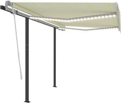 Vidaxl Toldo Automático com Led e Sensor de Vento Creme (300 x 250 cm)