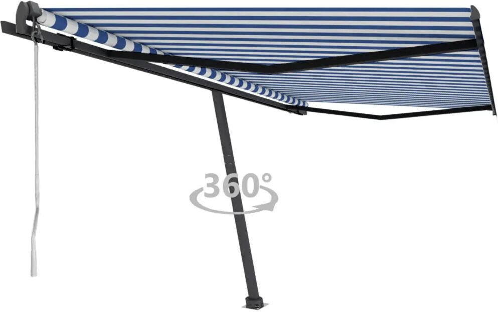 vidaXL Copertină autonomă retractabilă automat albastru&alb 450x350 cm