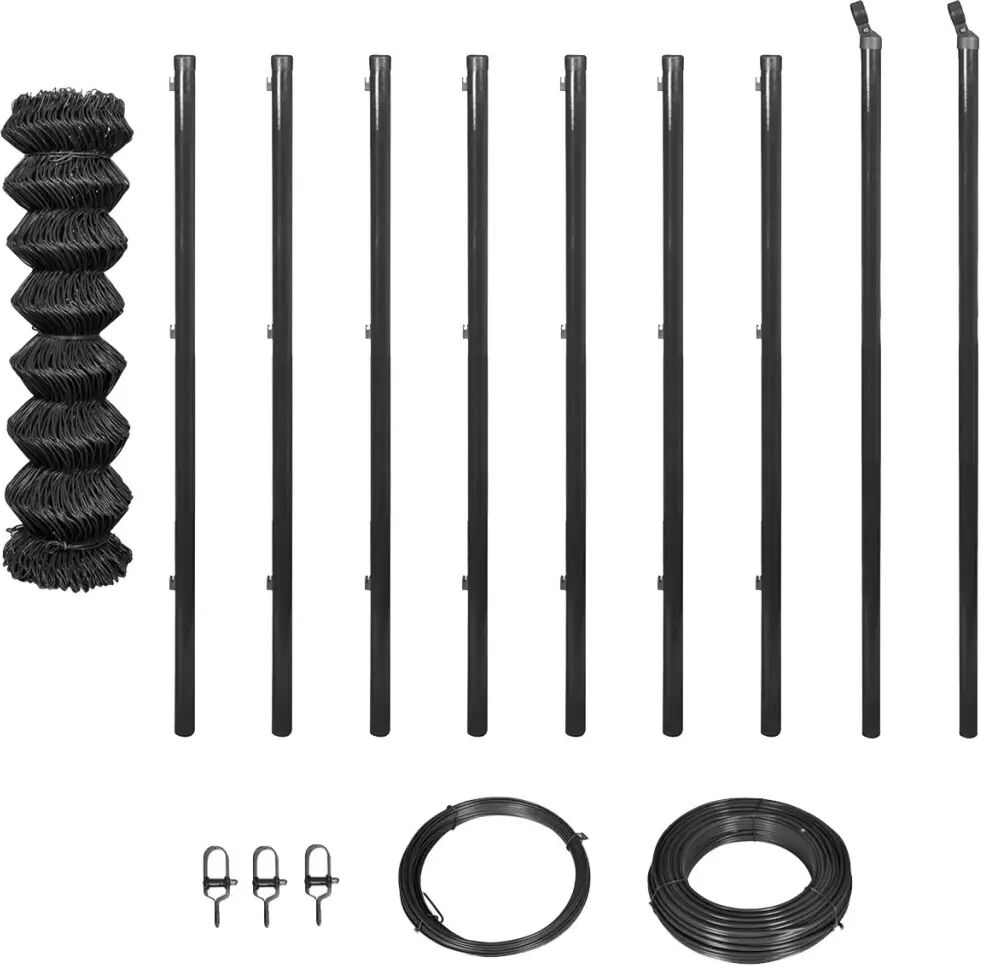 vidaXL Drôtené pletivo so stĺpikmi a príslušenstvom 0,8x15 m, sivé