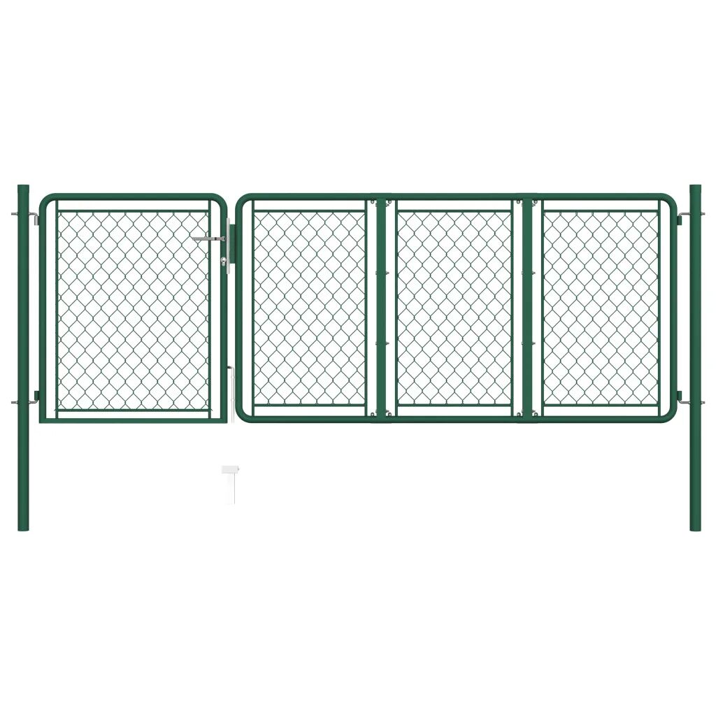 vidaXL Záhradná brána, oceľ 100x350 cm, zelená
